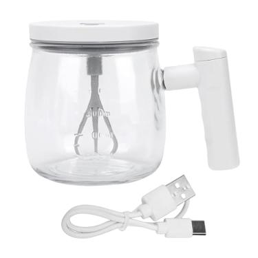Imagem de Phefop Caneca Elétrica de Mistura Automática, Copo de café Com Agitação Automática de Vidro Com Tampa, Capacidade de 400ml para café, Leite, Proteína Em pó