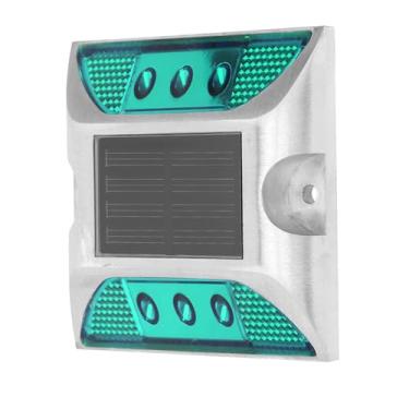 Imagem de Generic Luzes de Marcador de Aterramento de Energia Solar LED à Prova D'água para Lâmpada de Pico de Estrada de Entrada de Automóveis, Luz Vermelha de Material de Alumínio para Estrada Externa para