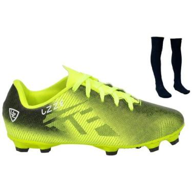 Imagem de Chuteira Campo Adulto UZ Nova + Meião - UZZE SPORT, Amarelo, 42