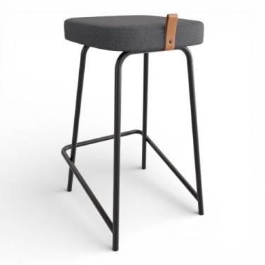 Imagem de Banqueta Média Para Cozinha Vik Estofada Linho Grafite - Desk Design