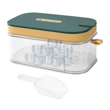 Imagem de Bandeja de gelo | 32 grades reutilizáveis com recipiente para colher - moldes de silicone para cubos - para vinho, uísque, bourbon, vodka, café, geladeira, casa, apartamento, acampamento