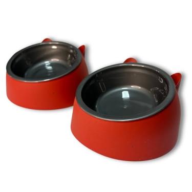 Imagem de Comedouro Elevado para Cães e Gatos, Bebedouro e Ração 250 ml, Design Fofo Luxo, Unidade ou Kit com 2(2,Preto)