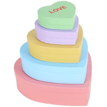 Imagem de Whaline Conjunto de caixa de papel em forma de coração, 5 peças, conversa, dia dos namorados, 5 camadas, caixas de presente de artesanato com tampas para joias, arranjos de flores, decorações de festa