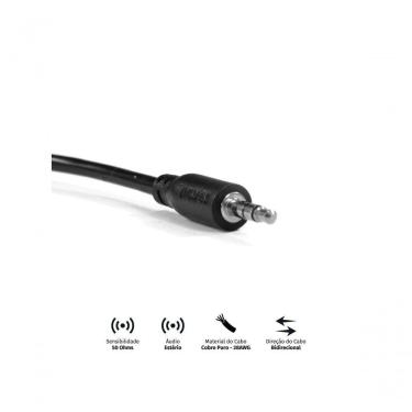 Imagem de Cabo P2 3.5mm Macho Para P2 3.5mm Macho 28awg Puro Cobre 2 Metros - P35m-2