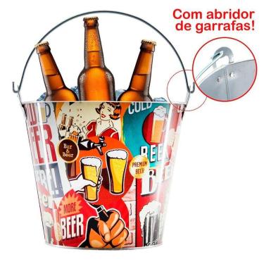 Imagem de Balde De Gelo Para Cerveja Estampado Em Metal Galvanizado 4,8 Litros
