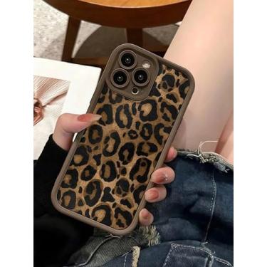 Imagem de Capa de telefone para iPhone, design de estampa de leopardo, marrom e preto, capa protetora com proteção para câmera (iPhone 16e, multicolorida)