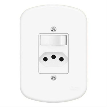 Imagem de Conjunto Interruptor Paralelo + Tomada 2p+t 10a 250 Volts Blanc 1361 Fame Conj.1para+1tomada Pad