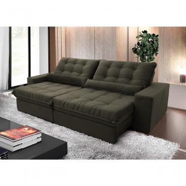 Imagem de Sofá Retrátil Reclinável Zurique 2,50m Suede Velut Marrom Claro Molas No Assento - King House