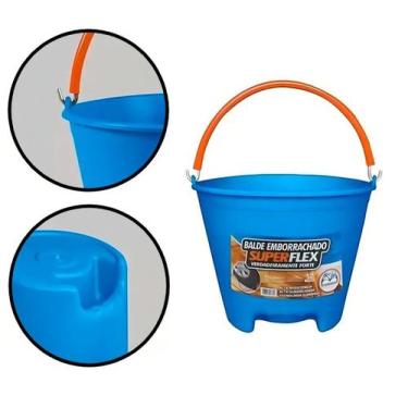 Imagem de Balde Superflex Emborrachado 12l Azul Resistente Metasul