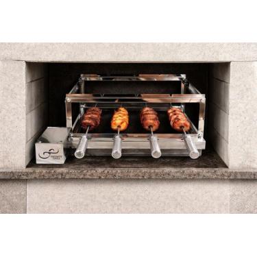Imagem de Churrasqueira Rotativa Gira Grill 4 espeto Area Gourmet - infinity gri
