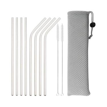 Imagem de Conjunto De Canudos Reutilizáveis De Aço Inoxidável Coloridos 11 Peças
