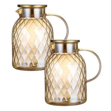 Imagem de Kit 2 Jarra Vidro Borossilicato Com Tampa Inox 1,8L Diamond Ambar - CL