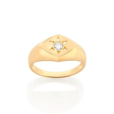 Imagem de Anel Rommanel Estrela 6 Pontas Zircônia Folheado Ouro 512995, 24, Dour
