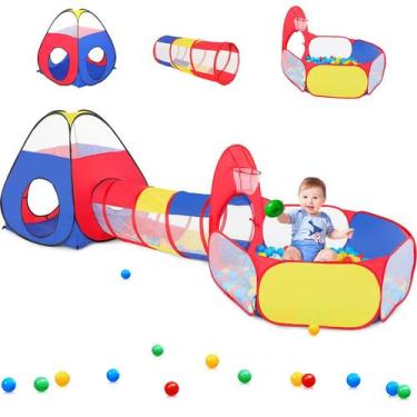 Imagem de Play Tent PigPen 3 em 1 com túnel, poço de bolas e cesta de basquete -