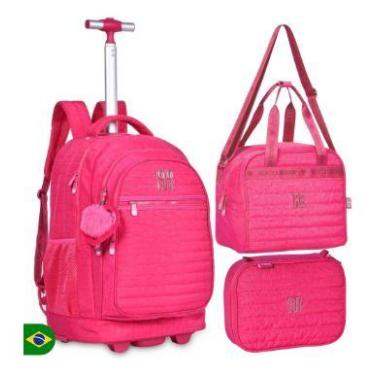 Imagem de Mochila De Rodinhas E Costa Lancheira Estojo Rebecca Bonbon, Roxo