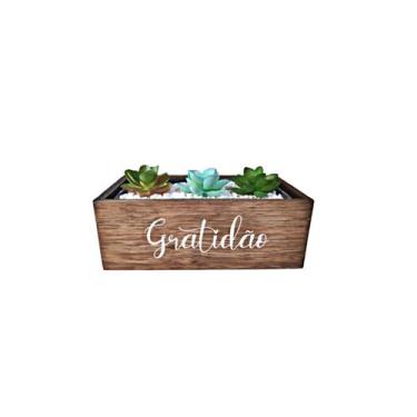 Imagem de Floreira Gratidão De Madeira De Pinus Com Floreira Plastica - Decore C