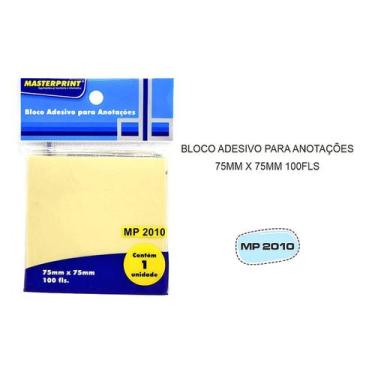 Imagem de Bloco de Notas Adesivas Amarelo 75x75mm com 100 Folhas Masterprint MP2