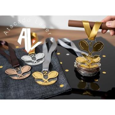 Imagem de KIT medalhas Beach Tênis - Acrílico + Acrilico espelhado - Acompanha c