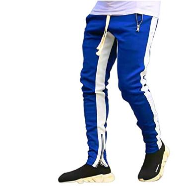 Imagem de NP calça masculina casual calça masculina agasalho streetwear, Azul, Large