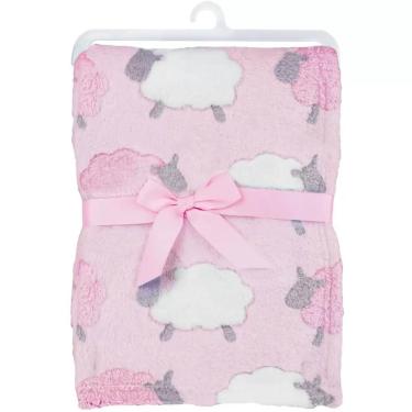 Imagem de Manta Infantil De Soft Antialérgico Cobertor Para Bebe Rosa De Ovelinha Buba