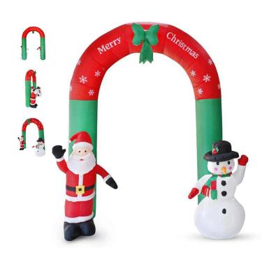 Imagem de Arco Inflavel Natal Portal Natalino 2 Metros e 40cm 110V Papai Noel Boneco de Neve Decoraçao Jardim Casa Shopping Comercio Festa Enfeite