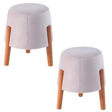 Imagem de Kit 2 Puffs Decorativos Redondos Neil Bege - Gran Belo