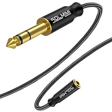 Imagem de SOLMIMI Adaptador de fone de ouvido de 3,5 a 1/4, 1,5 metros de trança de nylon de 3,5 mm para 1/4, adaptador de conector de fone de ouvido estéreo sem perdas para amplificador, mixer de guitarra,