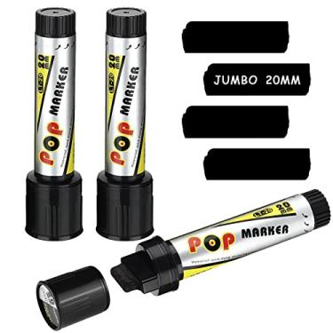 Imagem de Marcador de tinta acrílica 3 peças 20 mm WideJumbo marcador de tinta à base de água marcadores de arte cinzel largo marcadores de grafite canetas permanentes marcadores de marcação preto para pintura