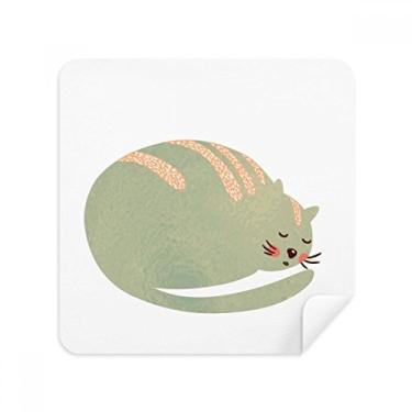 Imagem de Sonolento Gato Animal Pet Aquarela Óculos Pano Limpador de Tela Tecido Camurça Pacote com 2