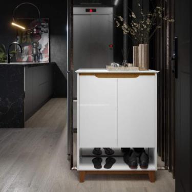 Imagem de Sapateira para Hall de Entrada 2 Portas Pés de Madeira Flow - EJ MOVEI