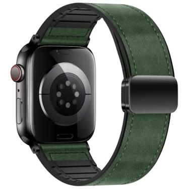 Imagem de Eweison Pulseiras de couro genuíno compatíveis com Apple Watch séries 10, 9, 8, 7, 6, 5 e 49 mm, para Apple Watch séries 10, 9, 8, 7, 6, 5, 4 e SE Ultra/Ultra 2 de 44 mm, 45 mm, 46 mm e 49 mm