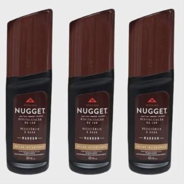 Imagem de Polidor de Sapato Líquido Nugget Marrom Graxa 3u Frasco 60ml