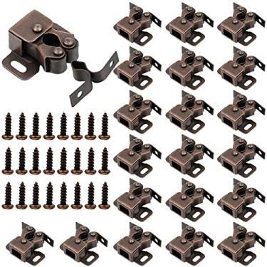 Imagem de Bonuci 30 peças de trava e trava de porta de armário com trava dupla de rolo com lança para portas de armário de cozinha (cobre antigo marrom)
