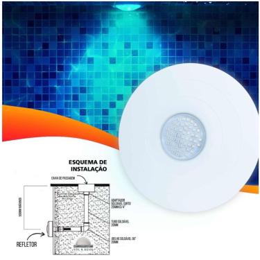Imagem de Refletor Power Led 9W Abs Iluminação Para Piscina Mono Cor Branca Frente Grande 27Cm