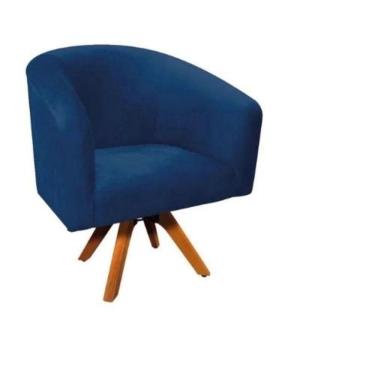 Imagem de Poltrona Decorativa Stella Em Suede Com Base Em Madeira