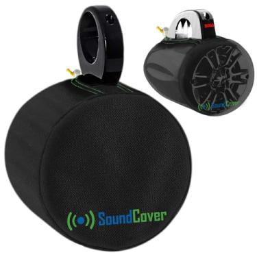 Imagem de Duas capas de alto-falante pequenas pretas resistentes para torre Wakeboard para alto-falantes de barco pequeno – Dimensões da capa A 20 cm x L 20 cm x P 21 cm – Serve para Boss, Rockville, Kicker, Pyle e NOAM NUTV5