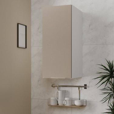 Imagem de Armário Aéreo 1 Porta 30cm Ipanema Cabecasa Madeiramadeira Cinza Trama/Branco