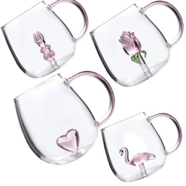 Imagem de Canecas 3D de Coração em Borossilicato 350ml | Presenteie com Originalidade (Flamingo)