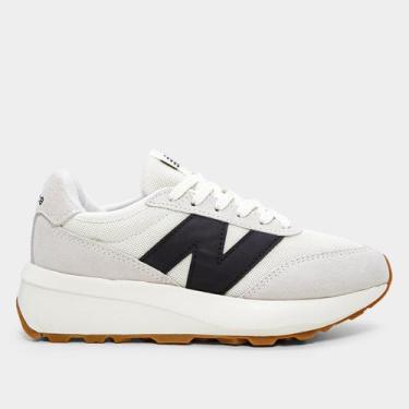 Imagem de Tênis New Balance 370v1 Unissex, Bege, Preto, 36