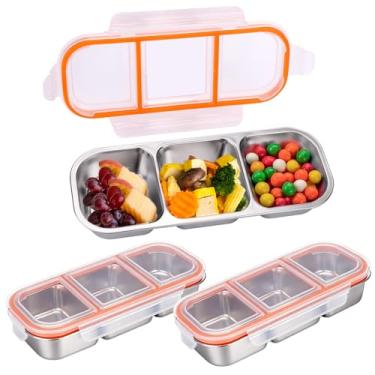 Imagem de Mity rain Pacote com 3 recipientes de lanche de aço inoxidável reutilizáveis com tampas – caixa de lanche à prova de vazamento para crianças, máquina de lavar louça reutilizável - caixa portátil de