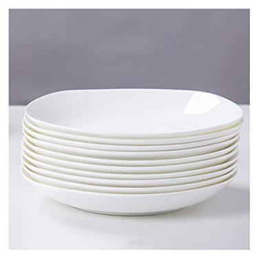 Imagem de Prato de serviço, 10 peças, pratos de jantar, conjunto de utensílios de cozinha para pratos, prato de aperitivo, pratos de salada e sobremesa, forno de micro-ondas e lava-louças (branco) pratos