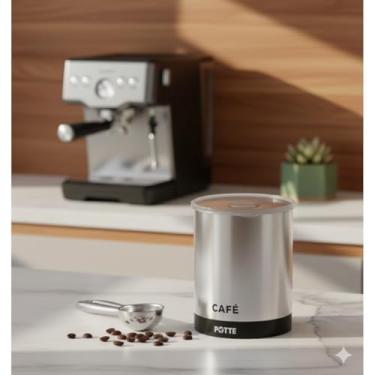 Imagem de Pote de armazenamento cafe Kit 3 Potes para Mantimentos com Tampa Hermética Organizador de Cozinha Açúcar Café Sal 1200ml, 600ml(Pote de Café)