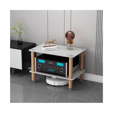 Imagem de Gabinete estéreo AV suporte de áudio torre de áudio-vídeo prateleira de áudio leitor de gravação, gabinete de armazenamento de mídia, para reuniões, sala de estar, sala de gravação (branco, 60 x 48 x