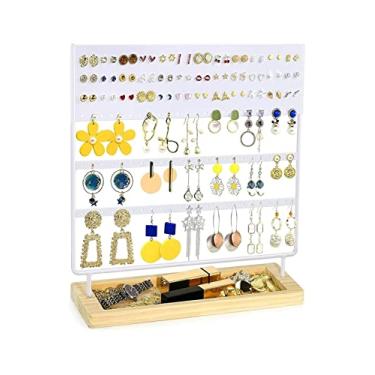 Imagem de Suporte de joias suporte de brinco 3 camadas organizador de joias árvore 360 giratório acrílico suporte clássico pendurar brinco colar pulseira armazenamento exibição de joias (cor: branco-6-1