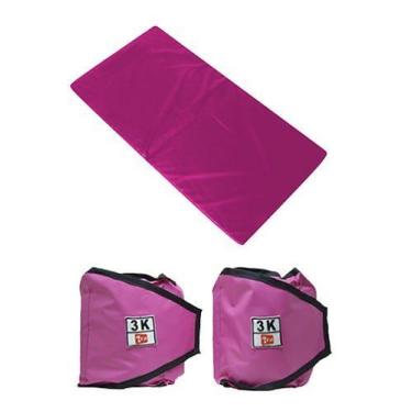 Imagem de Kit Colchonete Rosa + Par de Caneleira Tornozeleira De Peso 3kgs Rosa 