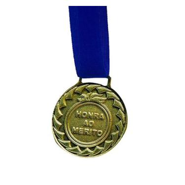 Imagem de Kit Com 25 Medalhas de Ouro M30 Honra ao Mérito C/Fita Azul - Crespar