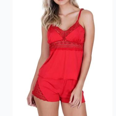 Imagem de Short Doll Velffer VF - 36 Microfibra e Renda, Rubi, M