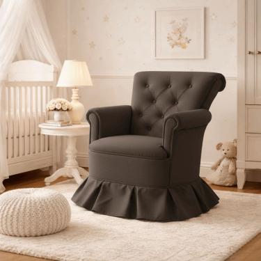 Imagem de Poltrona Amamentação Quarto Bebê Confortável Descanso Sala Leitura Suede Marrom
