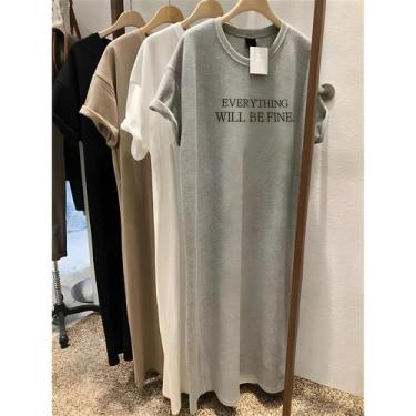 Imagem de Vestido Feminino plus Size De Verão Fino Com Manga Curta, Gola Redonda