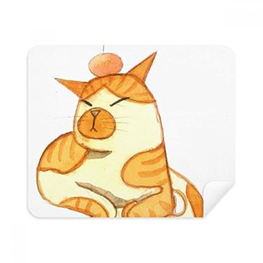 Imagem de Miaoji Pintura Aquarela Pano de Limpeza de Gato Laranja Limpador de Tela 2 Peças Tecido de Camurça